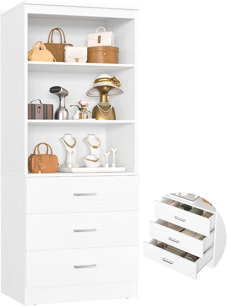 Aheaplus 23.6" Closet Drawers System, Wood Closet Organizer System with 3 Drawers, Modular Small ... | Amazon (US)