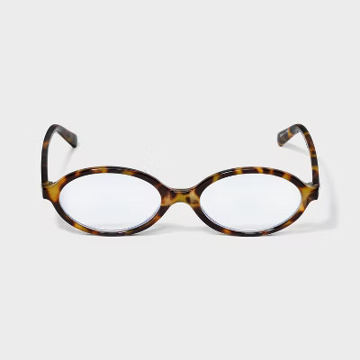 Women's Slim Plastic Oval Blue Light Filtering Glasses- Wild Fable™ Tort | Target