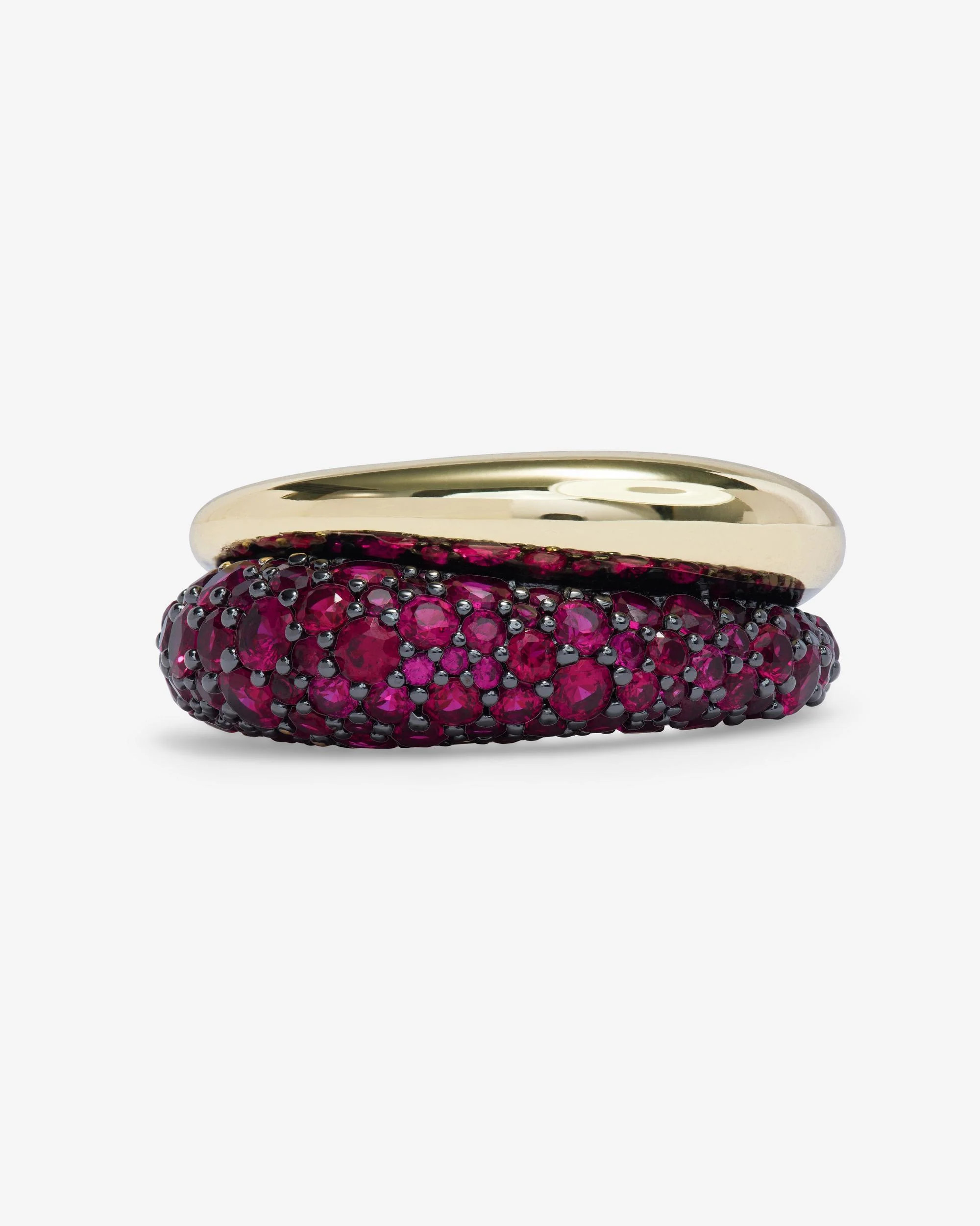 Norah Pavé Double Ring - Gold|Ruby | Melinda Maria Jewelry