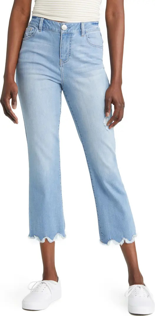 High Waist Scallop Frayed Crop Jeans | Nordstrom
