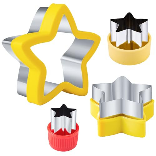 Star Cookie Cutters 4 Pcs, Kimfead Sandwich Cutter for Kids Lunch, Vegetable Fruit Cutters Shapes, Stainless Steel Biscuit Cutters for Children Boys Girls | Amazon (US)