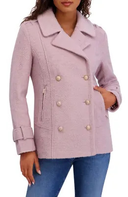 Kensie Bouclé Peacoat in Rose at Nordstrom Rack, Size X-Large | Nordstrom Rack