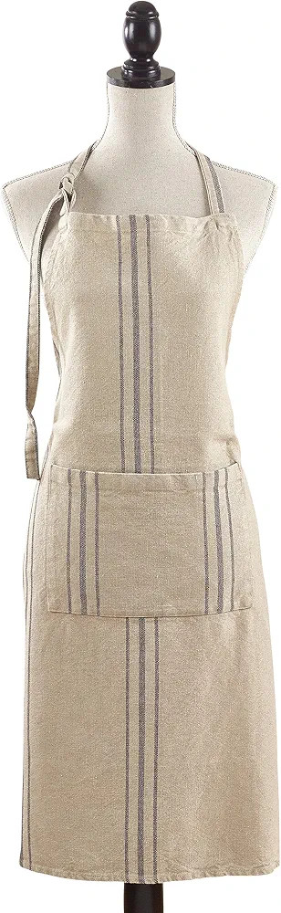 SARO LIFESTYLE Ferme Maison Collection Striped Style Linen Apron/1117.N01, 28" x 35", Natural | Amazon (US)