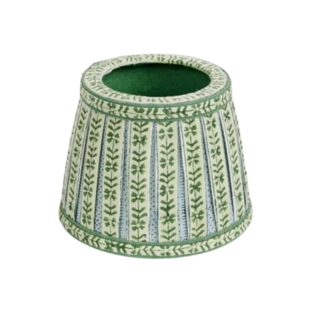 BOX PLEAT LAMPSHADE, FLORAL GREEN STRIPE | Mason Maison