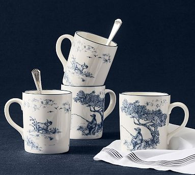 Brandon Maxwell Groveland Toile Oversized Mugs - Set of 4 | Pottery Barn (US)