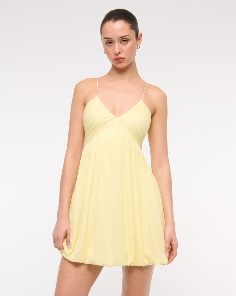 Sheer Bubble Hem Mini Dress | Abercrombie & Fitch (US)