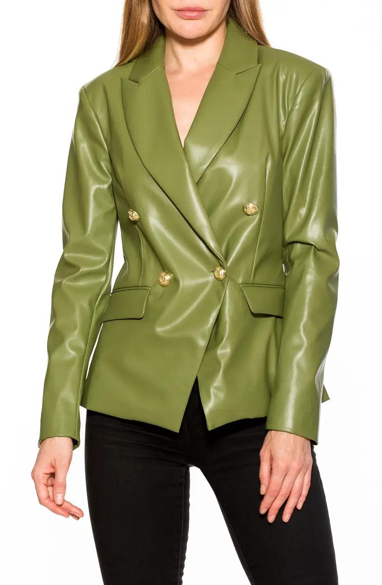 Alexia Admor Faux Leather Double-Breasted Peak Lapel Blazer | Nordstromrack | Nordstrom Rack