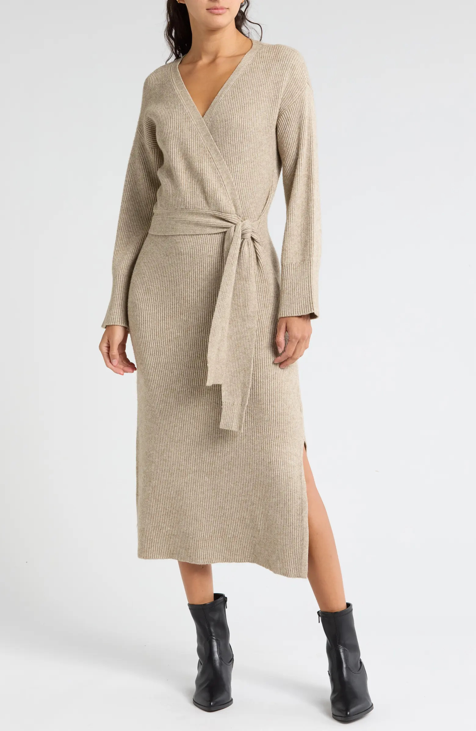 Long Sleeve Wrap Sweater Dress | Nordstrom Rack
