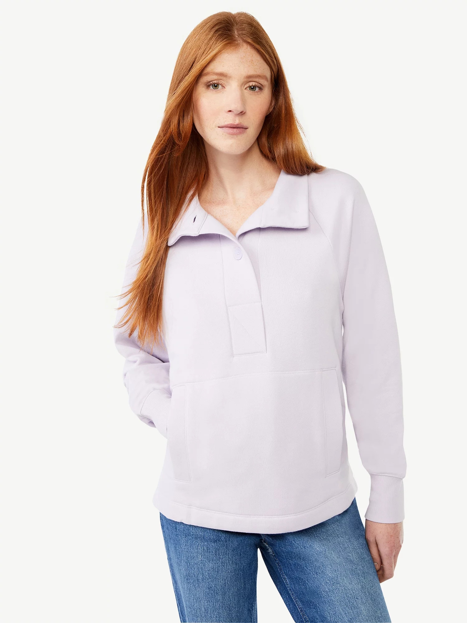 Free Assembly Women's Raglan Sleeve Placket Popover | Walmart (US)