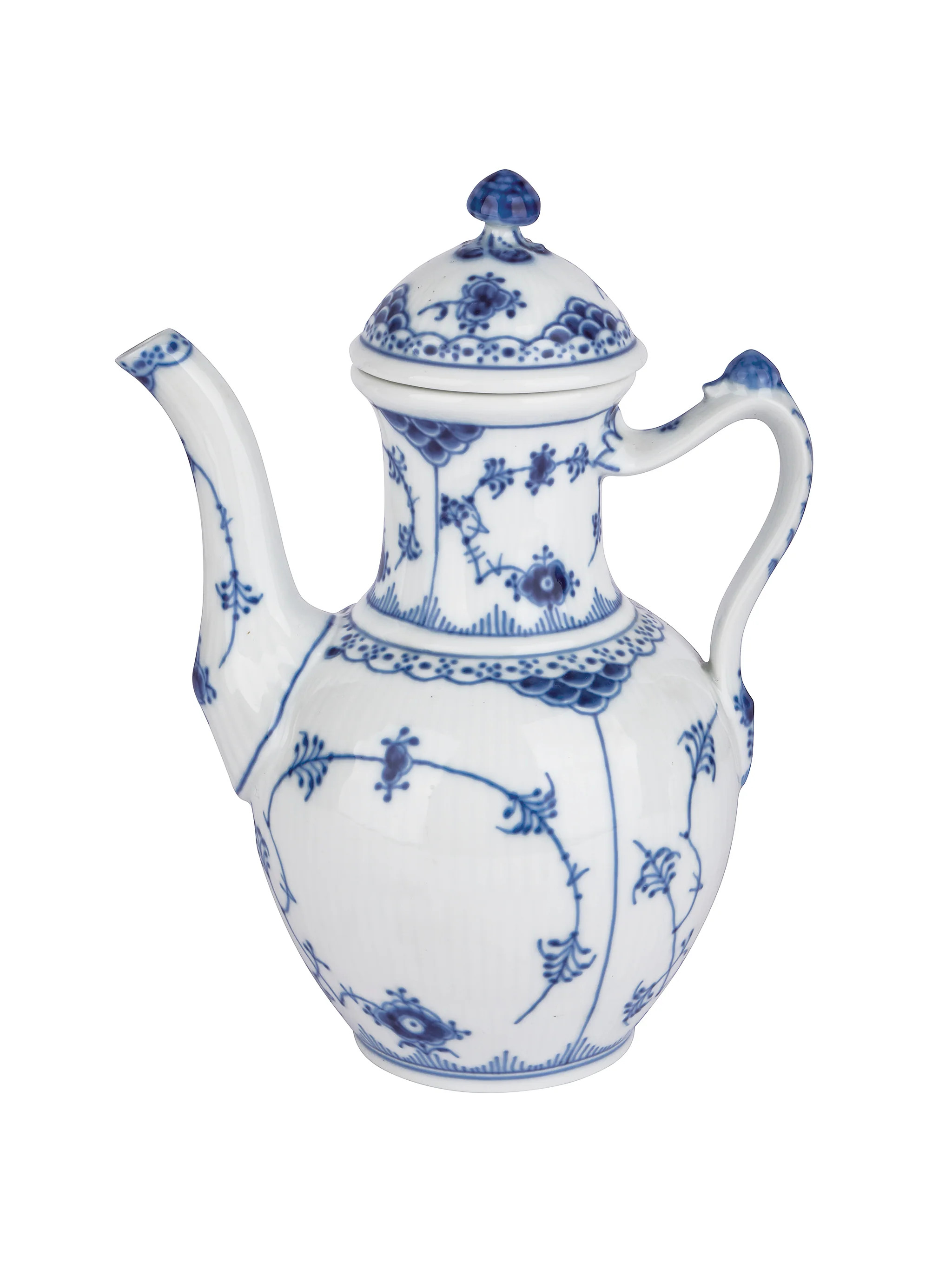 Vintage Mid Century Royal Copenhagen Blue Fluted Half Lace Coffee Pot | Weston Table