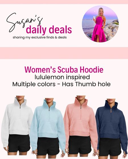 Lululemon inspired Scuba Hoodie. Has a thumbhole & comes in a variety of colors. Follow me on IG for exclusive 30% off discount code

#LTKsalealert #LTKSpringSale #LTKfitness