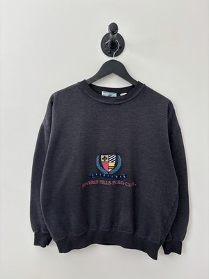 Vintage Polo Club Sweatshirt Mens Medium Black 90s Crew Neck Pullover Fade | eBay US