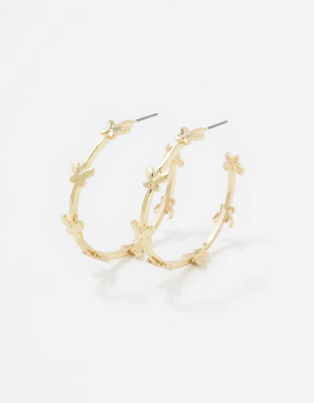 AEO Butterfly Hoop Earring | American Eagle Outfitters (US & CA)