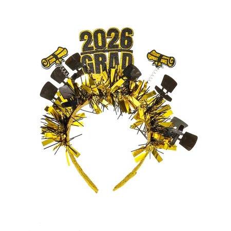 Graduation 2026 Grad Tinsel Headband Gold 1 Piece | Walmart (US)