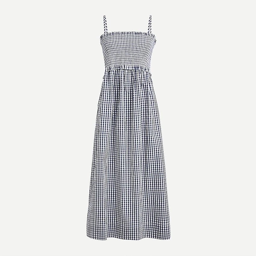 Smocked cotton poplin dress in gingham | J. Crew US