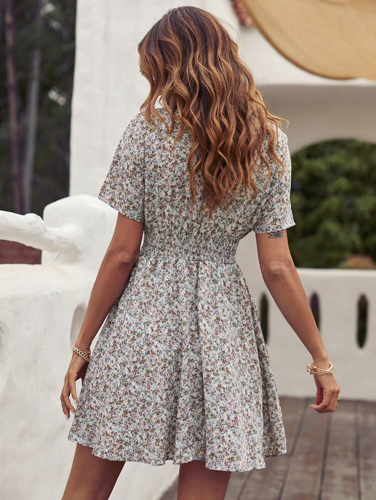 Ditsy Floral Print A-line Dress | SHEIN