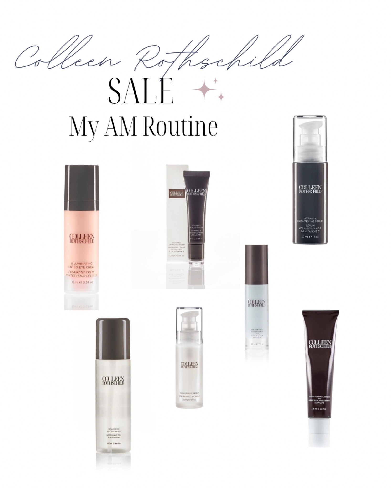 This is my morning skin care routine with Colleen Rothschild products. One of my favorite skin care brands!

Beauty, mature skin, skincare, highlighter, lip mask, bum bum cream, blush, gift sets, cream eye shadow, cream blush, lip gloss, lipstick, hand cream, sunscreen, makeup erasers, perfume, beauty blender, lipstick, lip set, Haircare

#LTKover40 #LTKsalealert #LTKbeauty