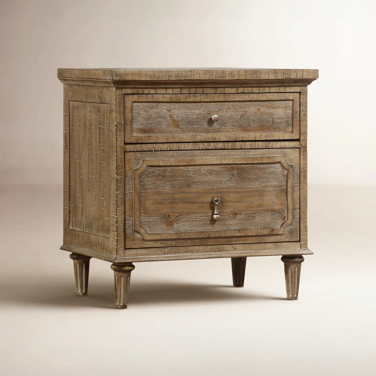 Rahul 2-Drawer Rustic Pine Nightstand with Integrated USB & AC Charging Station | Wayfair North America