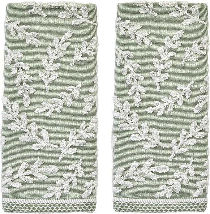 SKL Home Leaf Sprig 100% Cotton Jacquard 2pc Hand Towel Set, Reversible & Decorative for Bath/Kit... | Amazon (US)