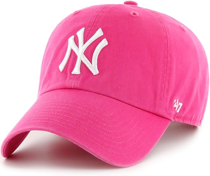 47 Brand MLB Magenta Pink Primary Logo Clean Up Adjustable Strap Baseball Dad Hat Cap, Adult One ... | Amazon (US)