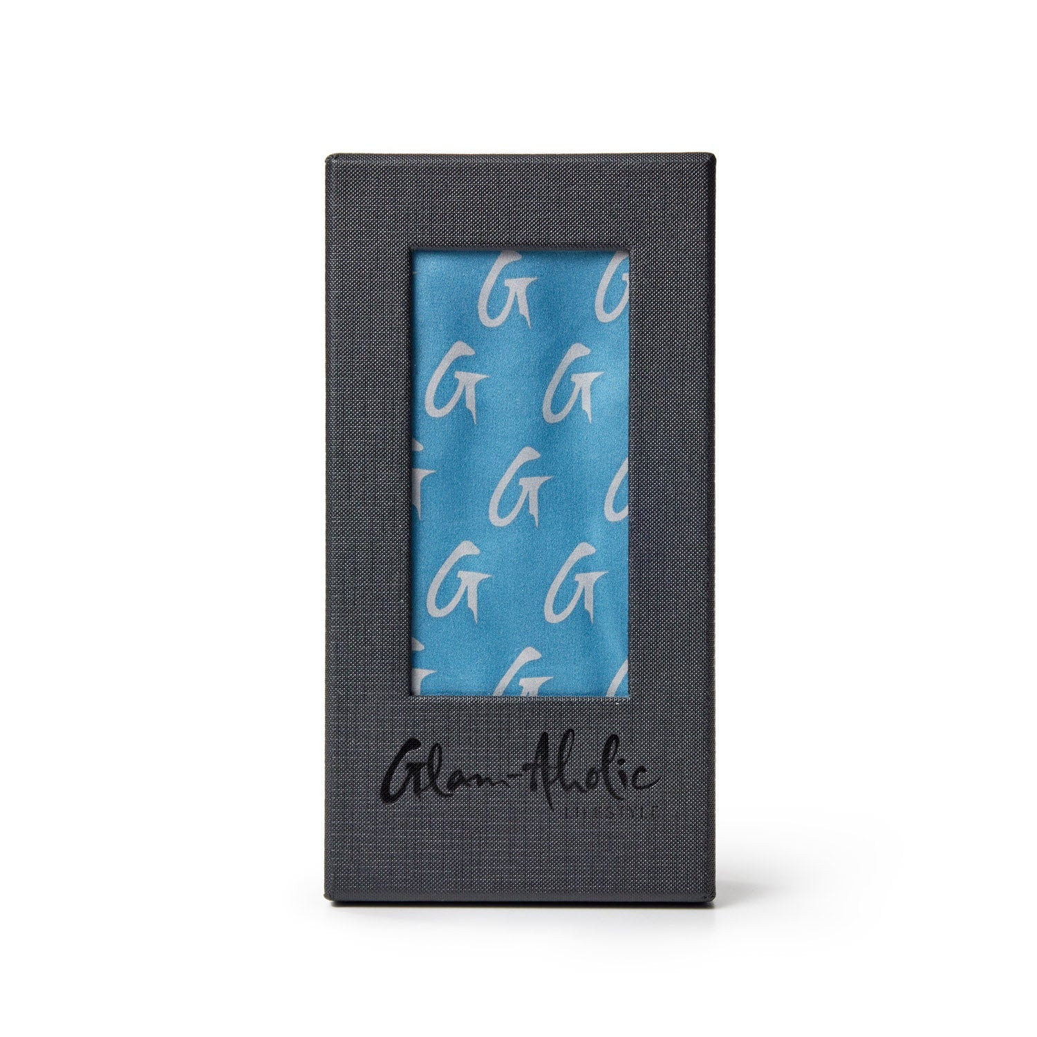MONOGRAM SILK SCARF LARGE BLUE W/GOLD | Glam-Aholic Lifestyle