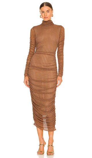 Joelle Midi Dress in Brown | Revolve Clothing (Global)