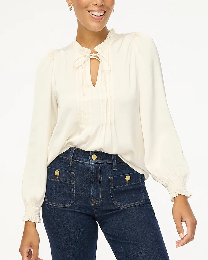 Ruffleneck pintuck blouse | J.Crew Factory
