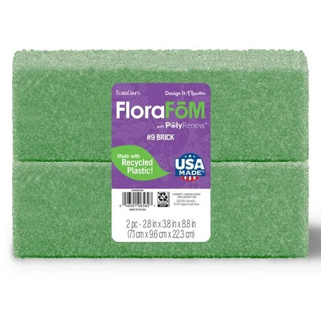 FloraCraft FloraFōM 2 Piece Brick 2.8 inch x 3.8 inch x 8.8 inch Green | Walmart (US)