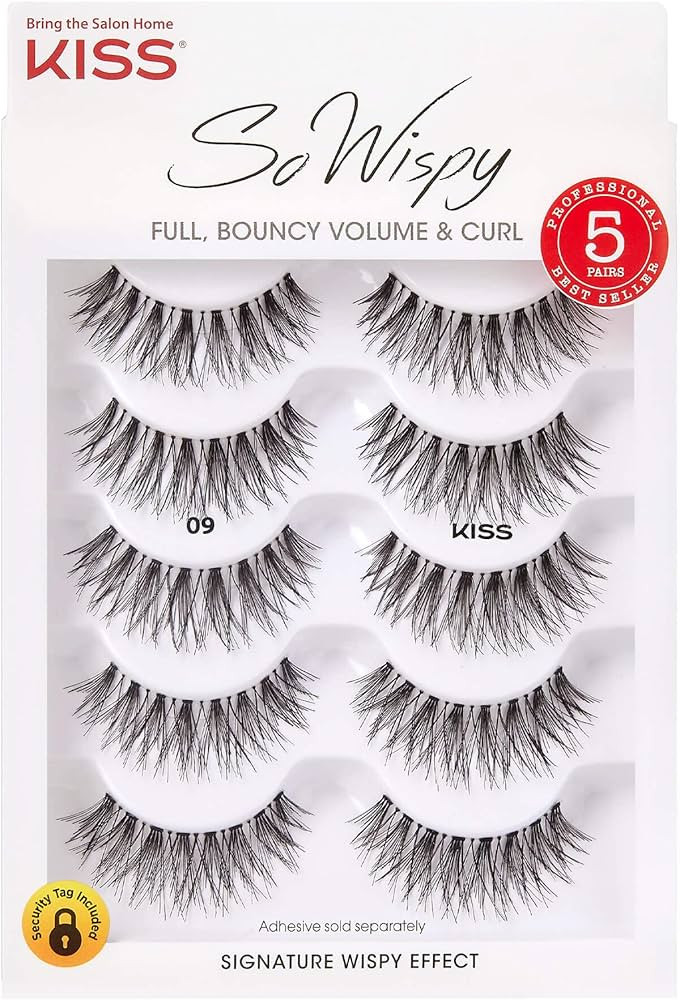 KISS So Wispy Fake Eyelashes Multipack #09, Easy-To-Apply Lightweight False Eyelashes, 100% Cruel... | Amazon (US)