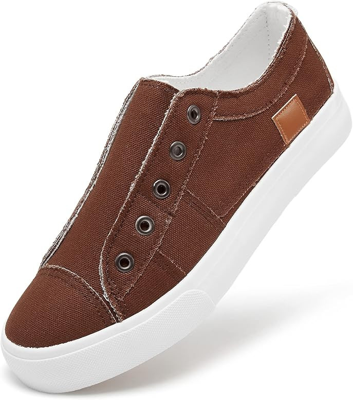 Women's Slip on Shoes Non Slip Fashion Canvas Sneakers Low Top Casual Shoes | Amazon (US)