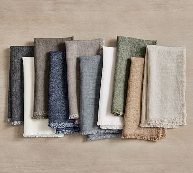 Frayed Oversized Linen Napkins - Set of 4 | Pottery Barn (US)