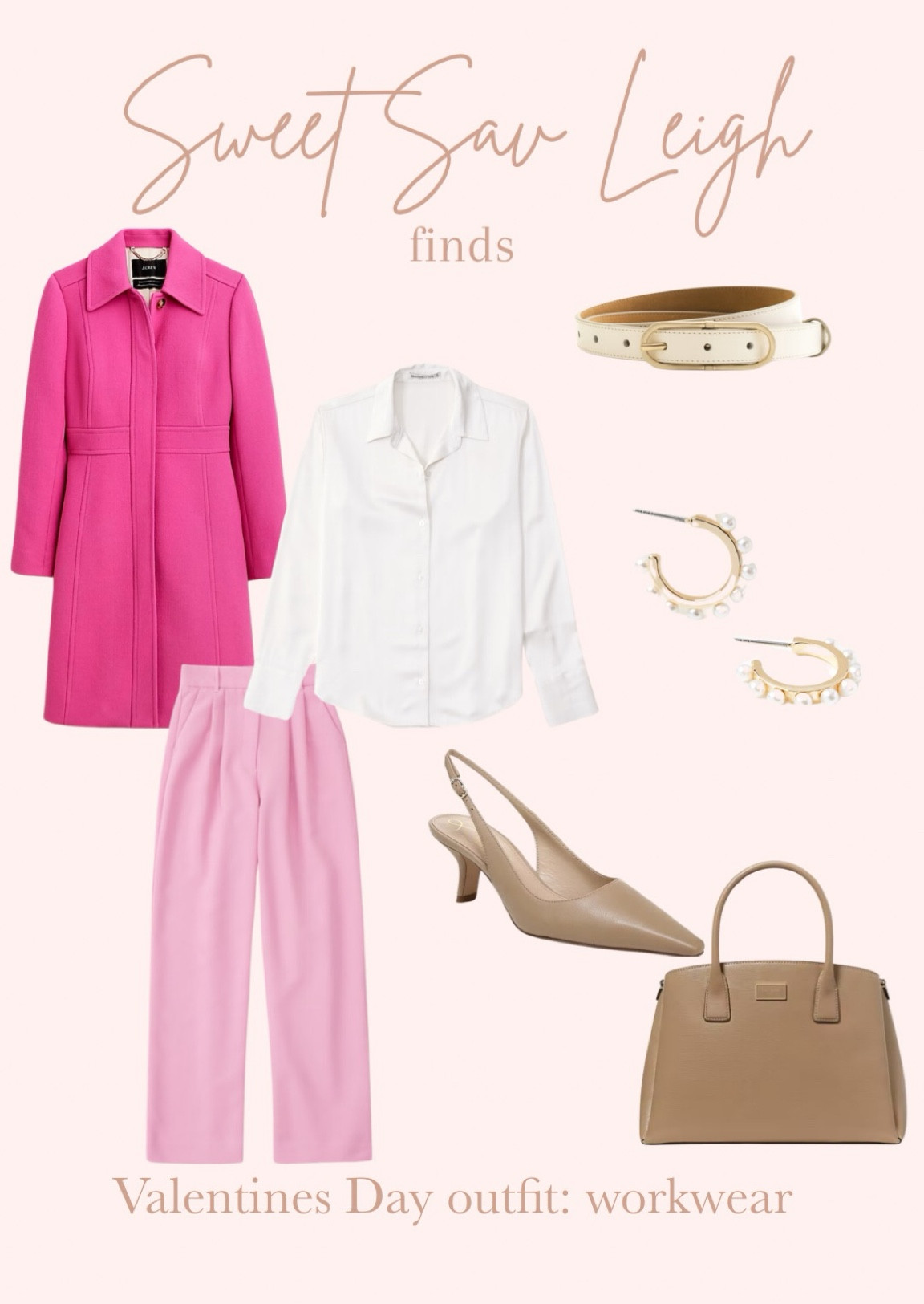 Valentine’s Day outfit | workwear, winter workwear, pink pants, pink coat, wool coat., winter workwear, work shoes, nude pumps, nude slingback heels, white blouse 

#LTKworkwear #LTKstyletip #LTKSeasonal