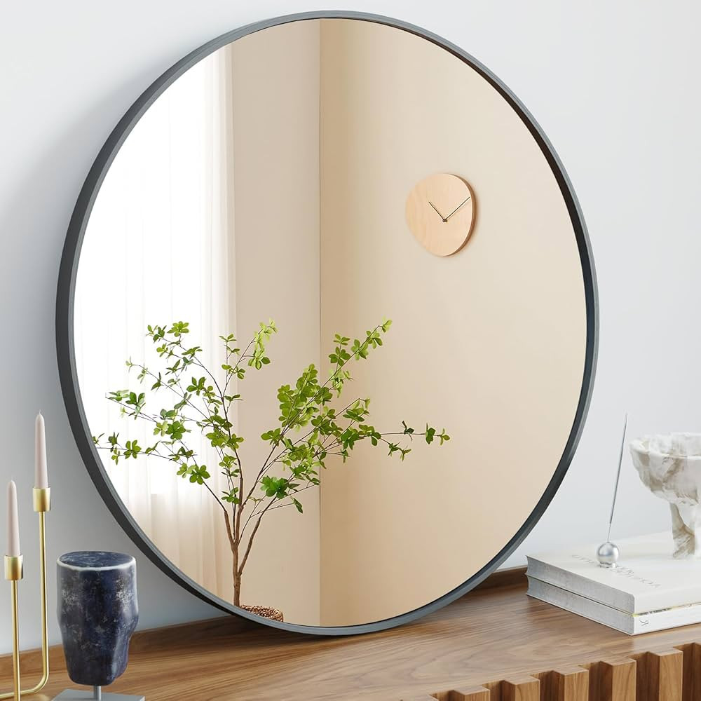 Sweetcrispy Black Round Wall Mirror 20 Inch, Bathroom Mirrors for Over Sink, Wall Decor for Bathr... | Amazon (US)