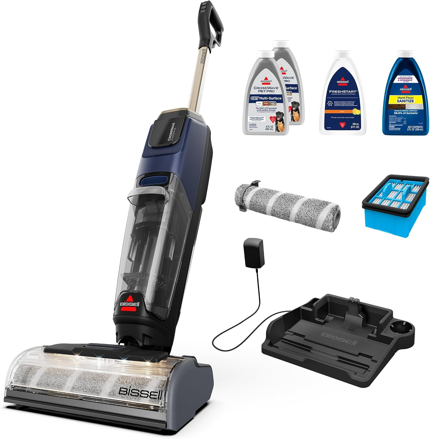 BISSELL CrossWave HydroScrub Plus Cordless Wet Dry Vacuum Mop, Floor Cleaner with Edge Cleaning & Headlights, 45-Minute Runtime, Multi-Surface, Hard Floor Sanitize, & Clean Out Formula Included, 4275E | Amazon (US)
