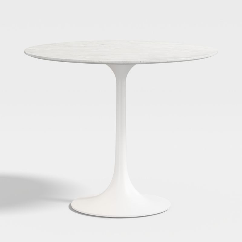 Nero 36" White Marble Dining Table with White Base + Reviews | Crate & Barrel | Crate & Barrel
