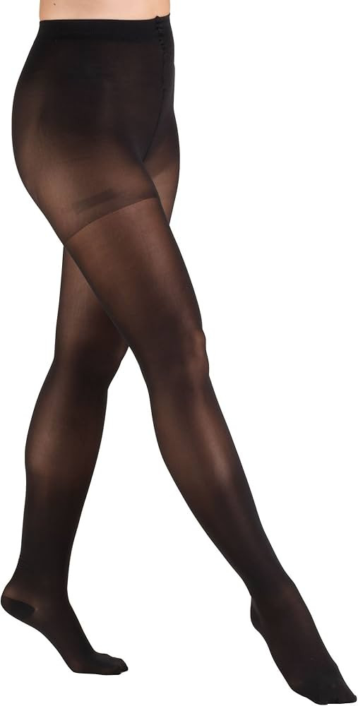 Truform Sheer Compression Pantyhose, 20-30 mmHg, Women's Shaping Tights, 20 Denier, Black, Medium | Amazon (US)