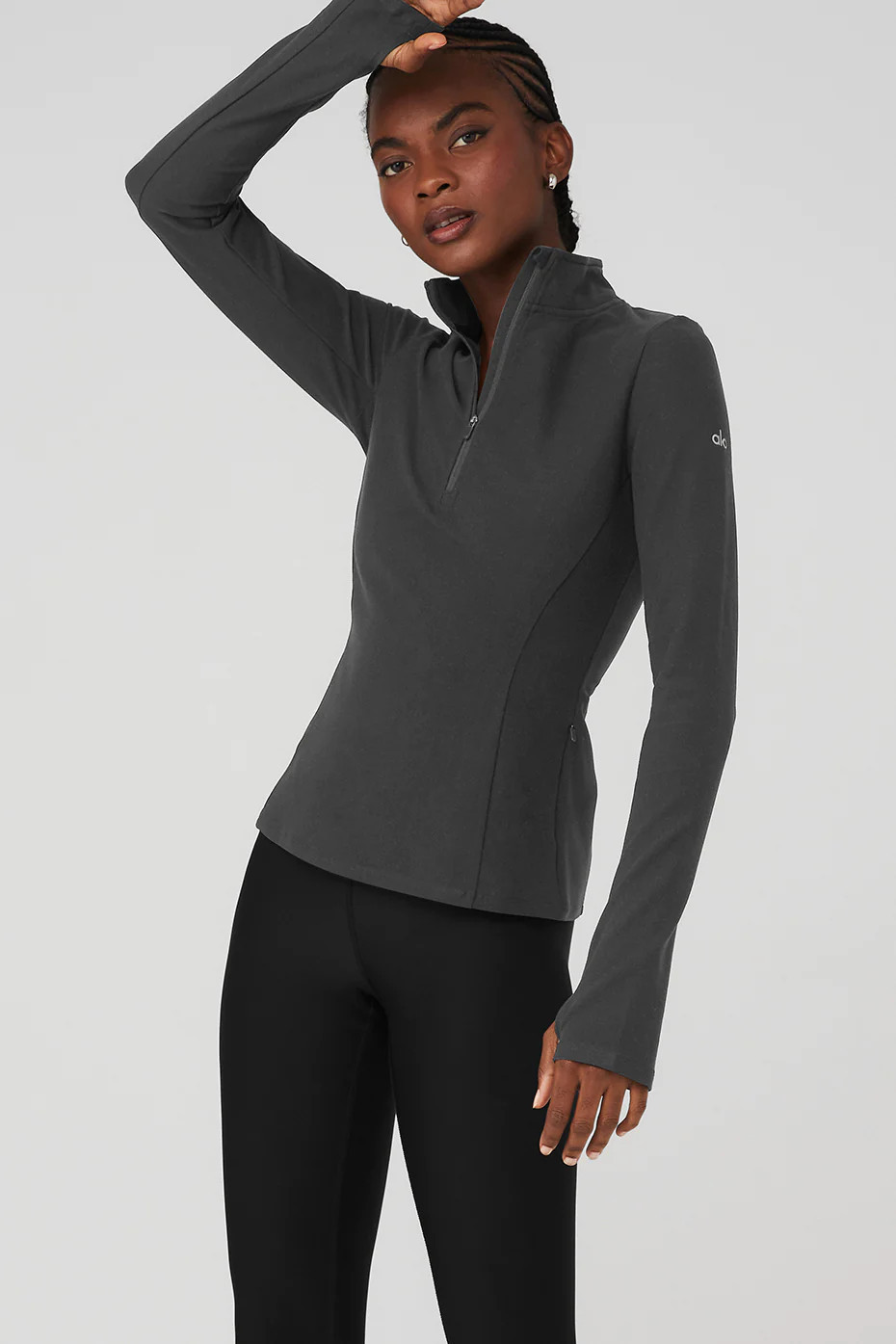 Alo YogaÂ® | Alosoft 1/2 Zip Rapid Pullover Top in Anthracite Grey, Size: Medium | Alo Yoga (US)