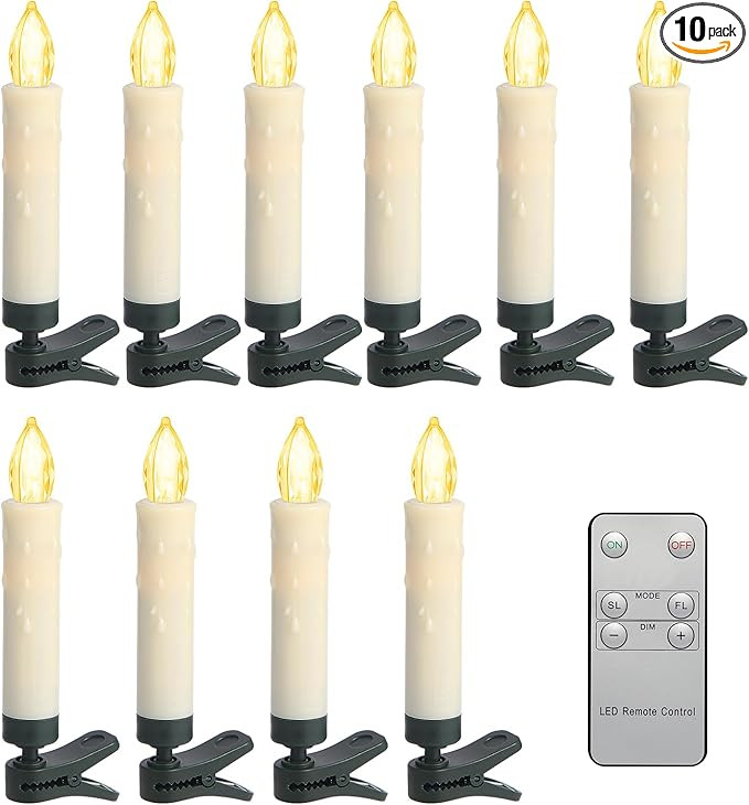 Flameless LED Taper Clips on Candles Battery Operated Christmas Tree Candle Lights Electric Fake ... | Amazon (US)