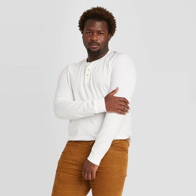 Men's Big & Tall Standard Fit Long Sleeve Henley Jersey T-Shirt - Goodfellow & Co™ White 5XL | Target
