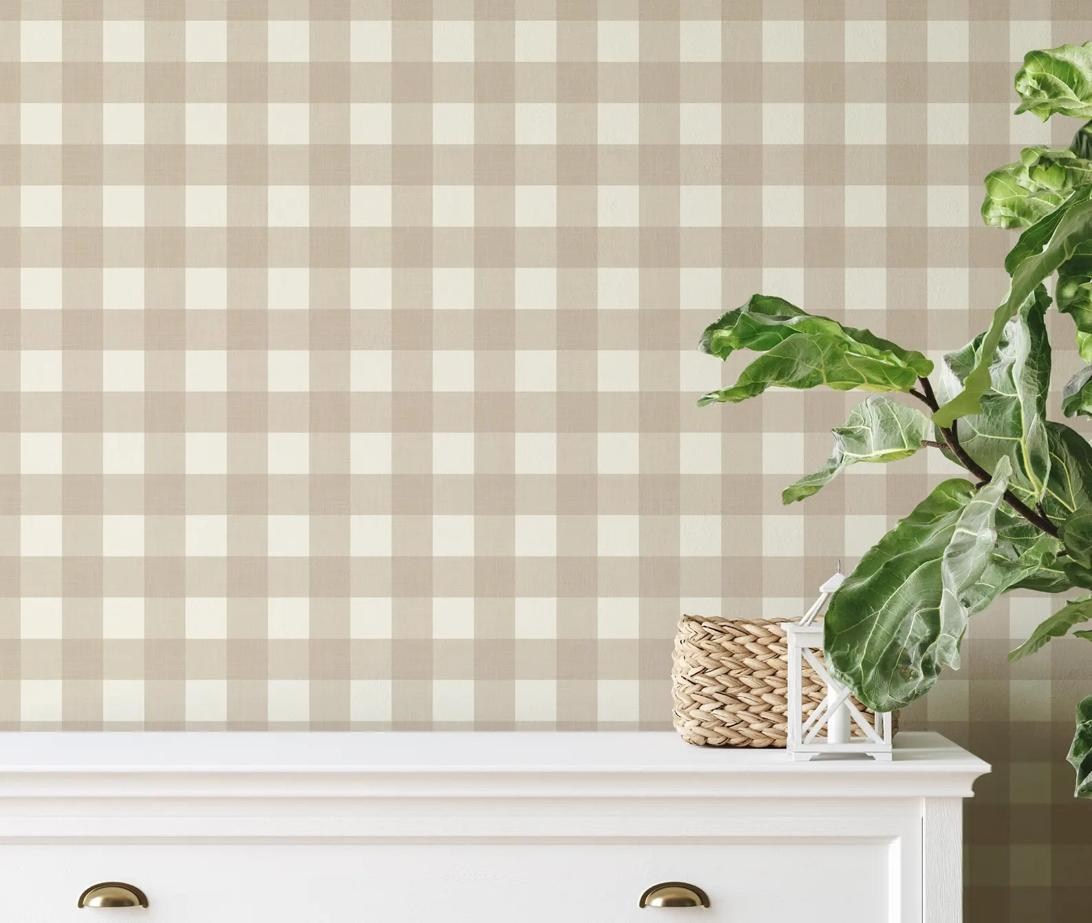 Gingham Wallpaper, Buffalo Check Plaid, Warm Beige Neutral, Peel and Stick Removable, Grandmillen... | Etsy (US)