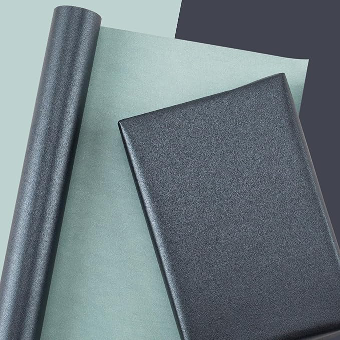 Burymento Wrapping Paper Roll 17in IN x 32.8 FT 1 Roll, Black Pearly-Lustred Solid Color Gift Wra... | Amazon (US)