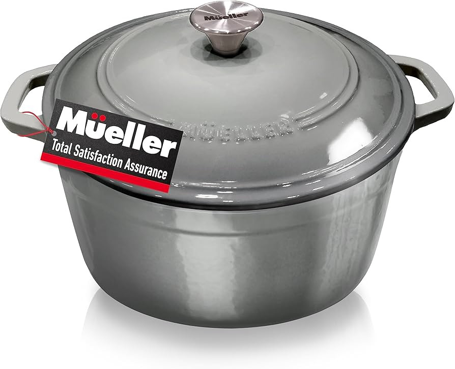 Mueller 6 Quart Enameled Cast Iron Dutch Oven, Heavy-Duty Casserole and Braiser Pan with Lid and ... | Amazon (US)