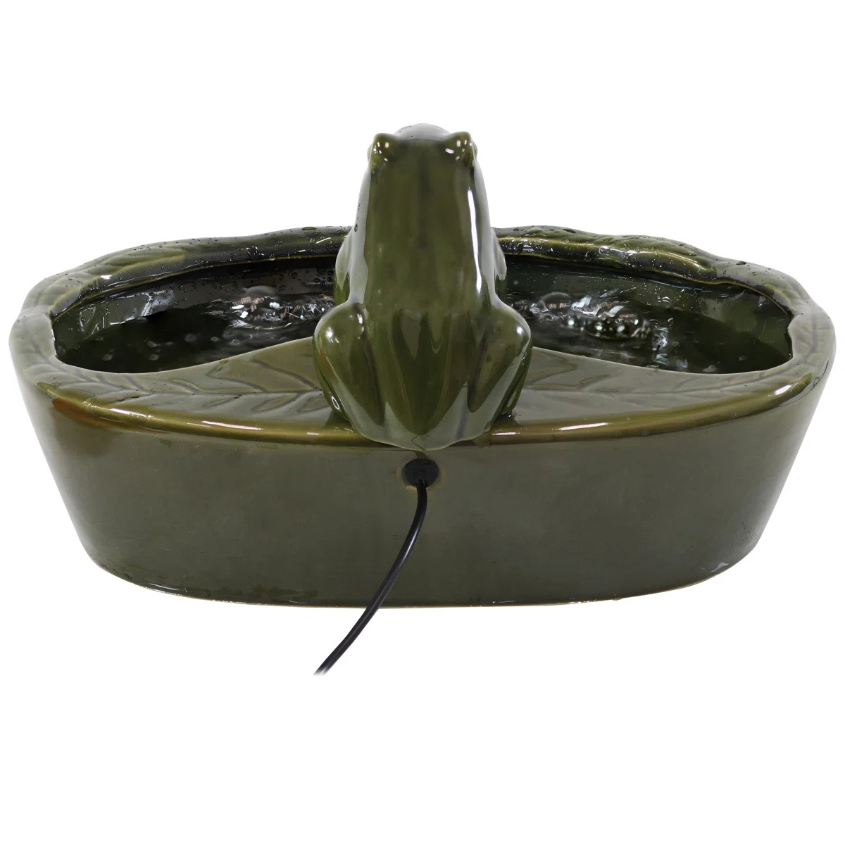 Hyman Frog Contemporary Green Ceramic Solar Water Fountain | Wayfair North America