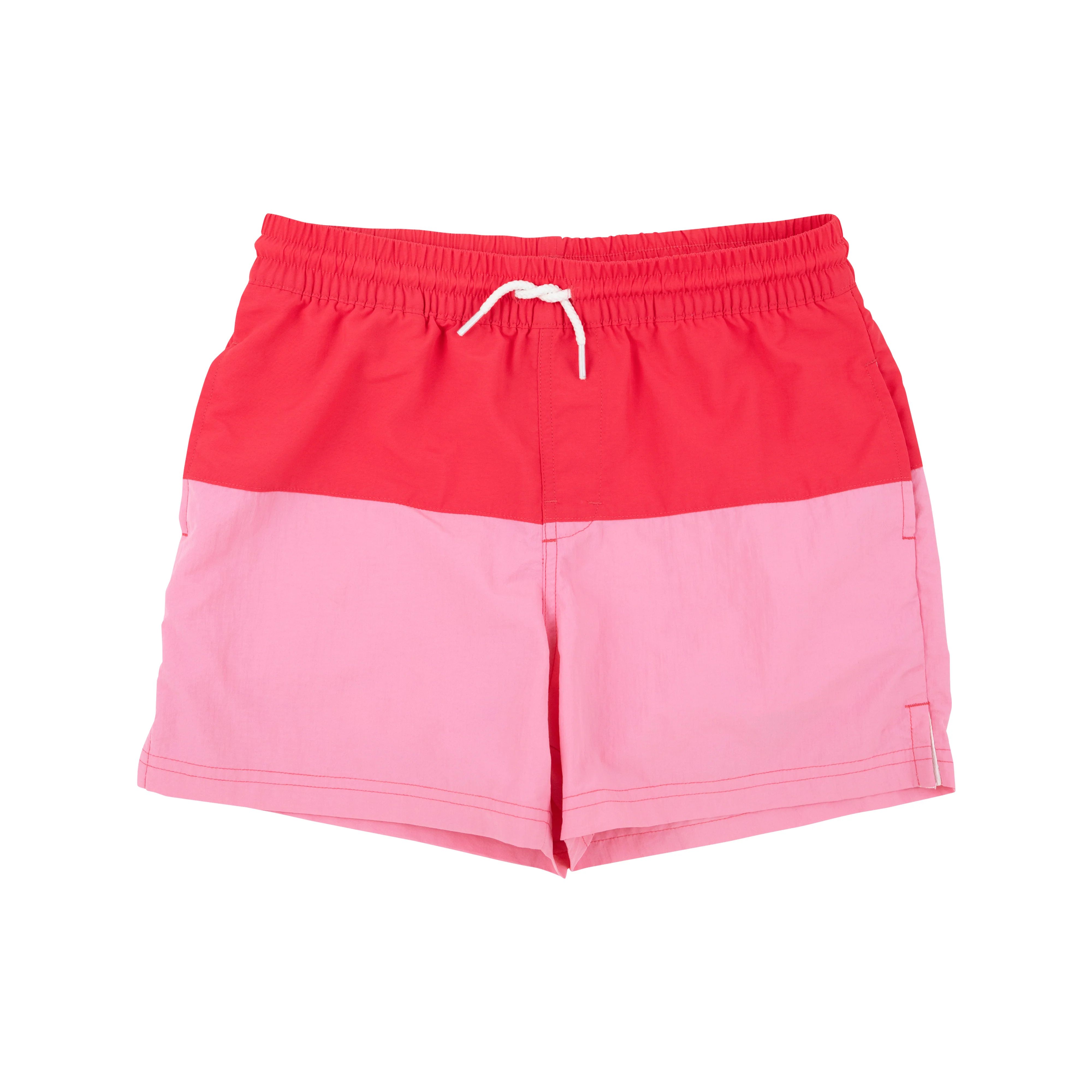 Country Club Colorblock Trunks - Richmond Red with Hamptons Hot Pink | The Beaufort Bonnet Company