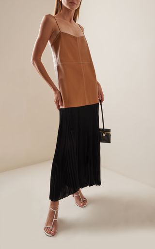 Piatta Vegan Leather-Georgette Midi Dress | Moda Operandi (Global)