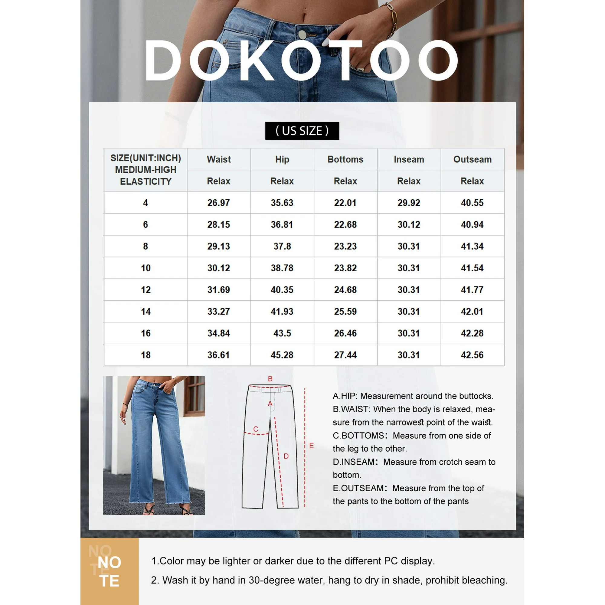 DOKOTOO Women's Wide Leg Jeans High Waisted Loose Fit Strechy Comfort Raw Hem Frayed Denim Pants | Walmart (US)