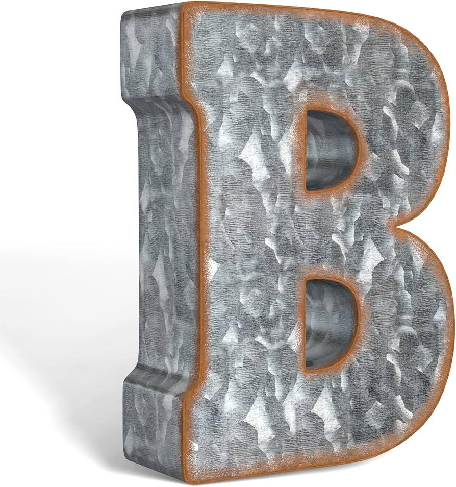 CraftyCrocodile 7" Galvanized Metal Letters for Wall Decor - 3D Letter B for Hanging & Freestandi... | Amazon (US)