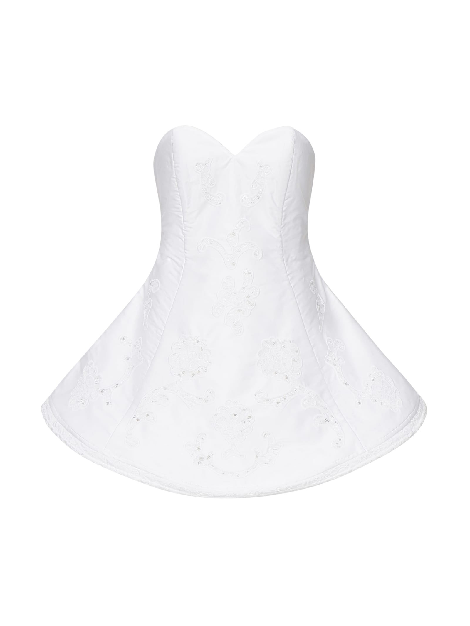 Magda Butrym Strapless Mini Dress In White Lace Poplin | Italist.com US