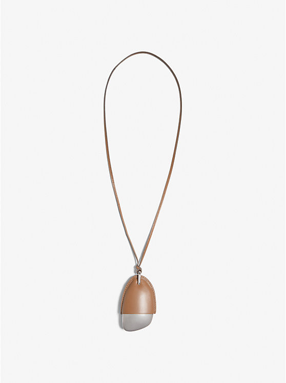 Pewter and Leather Wrapped Pendant Necklace | Michael Kors US
