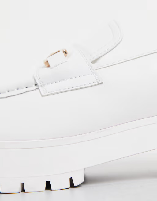 ASOS DESIGN loafers in white faux leather on chunky sole | ASOS (Global)